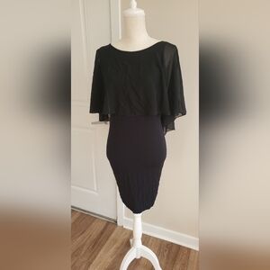 TFNC London Black Dress with Sheer Overlay